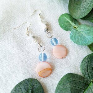 Coquette Wedding Earrings, Sterling Silver Dangle Earrings, Boho Shell Jewelry